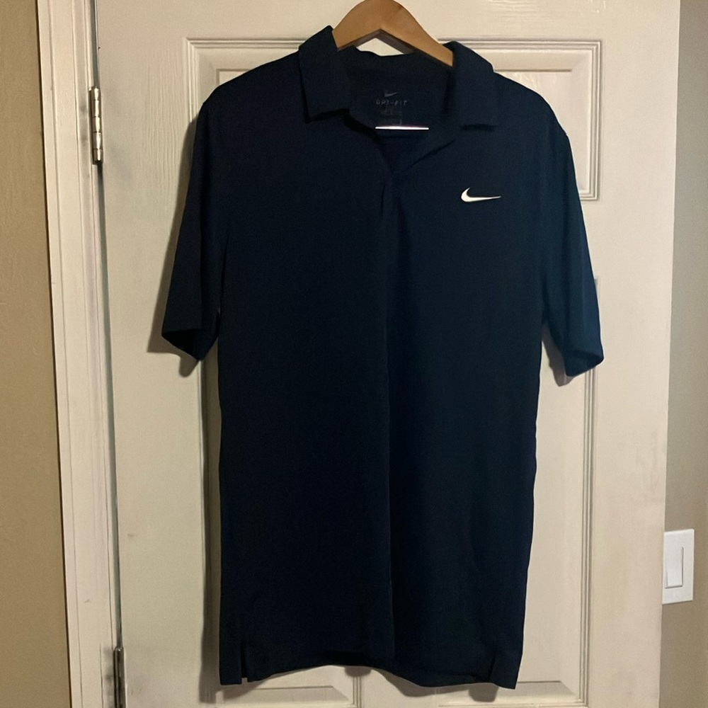 Nike Men's Navy Blue Dri-Fit Polo Shirt Large
